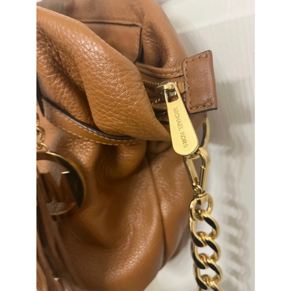 Authentic Michael Kors Brown Pebbled Leather Shoulder Bag